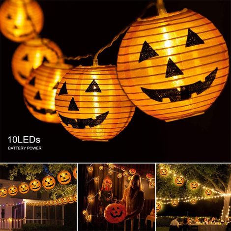 Halloween-Kürbislichterkette, energiesparend, 20 helle LEDs, festliche Gartendekoration, Kürbis-Lichterkette (1/5)