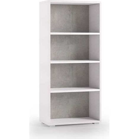 Libreria Compatta Con Tre Ripiani Regolabili bianco, fondo cemento (1/2)