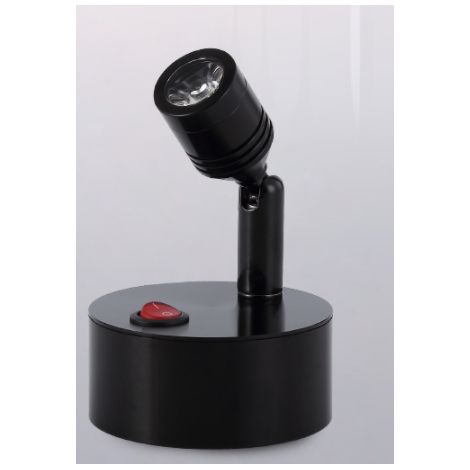 Projecteur à LED sans fil alimenté par batterie, applique murale à LED blanche, tête d'armoire, lampe de table d'armoire avec lampe rotative, mini spot de mariage 1W, lumière chaude noire