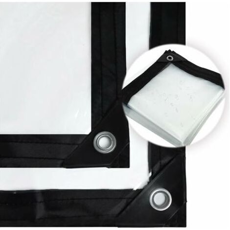 Bâche imperméable Transparente avec œillets, bâche imperméable Transparente, en polyéthylène résistant aux intempéries(3x4m) (1/4)