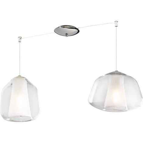 SOSPENSIONE CROMO 2 LUCI SPOSTABILE VETRI ALPHA + BETA TRASPARENTI 1176CR-S2 S AB-TR (1/2)