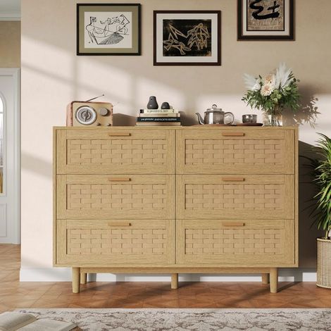Comò 6 cassetti legno scandinavo - Comò camera moderno per riporre - Comò soggiorno ingresso (1/5)