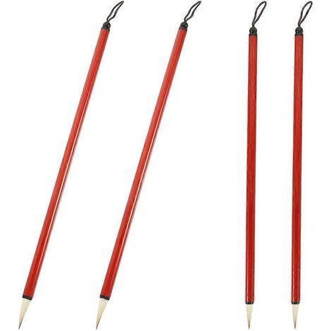 Lot de 4 pinceaux chinois pour calligraphie et peinture-23.00X0.80X0.80CM-Dark Red (1/4)