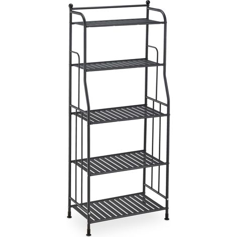 Estantería de almacenamiento multiusos 133 x 56 x 28 cm práctica para baño y cocina de acero negro 130011488 (1/5)