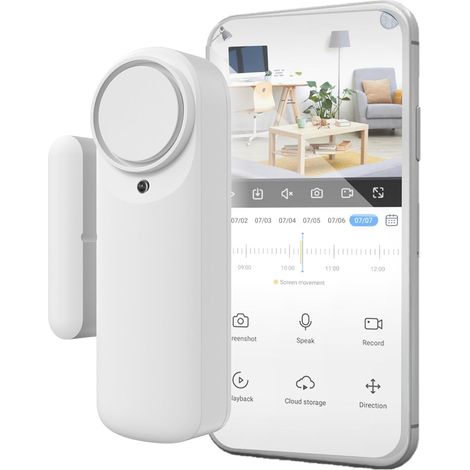 Intelligenter WLAN-Türalarm, magnetischer Türsensor, drahtlose Verbindung mit mobiler App, Echtzeitbenachrichtigungen, manueller Knopf, 100 dB Sirene (Gerät)