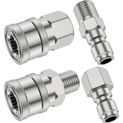 Professionelle Schnellkupplungen aus Edelstahl, kompatibel mit Hochdruckreinigern, 1/4"-Außengewinde/Innengewinde (Innengewinde, Außengewinde) (1/5)