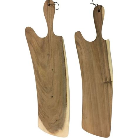 Planche à découper en bois massif brut - 20 x 80 cm SWING - Plateau apéritif - Poignée ergonomique (1/2)