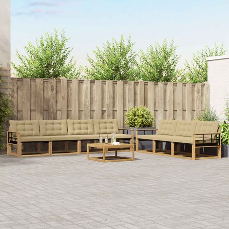 vidaXL Outdoor-Sofagarnitur 8 pcs Weiß und Beige (1/5)