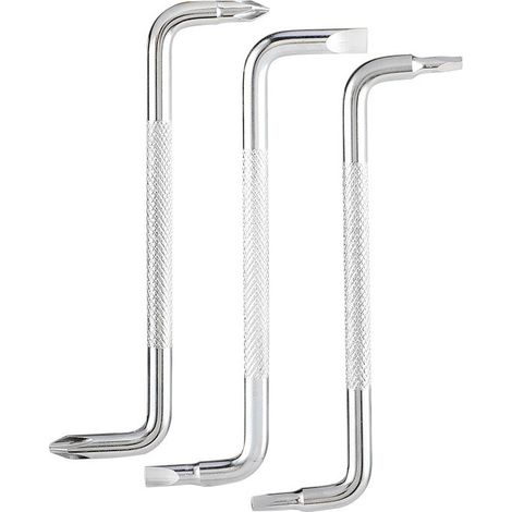 Juego de 3 destornilladores acodados WADFOW CR-V con puntas doble sentido (1/3)