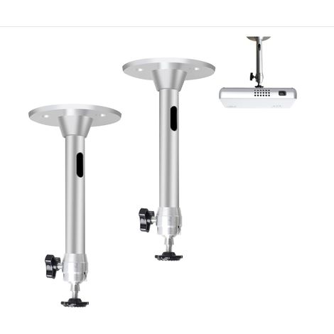 Lot de 2 supports plafond pour projecteur en aluminium argenté longueur 175 mm universels avec adaptateurs à vis M4 et M6, rotatifs à 360° et inclinables à 90°, capacité de charge maximale 5 kg pour m (1/5)