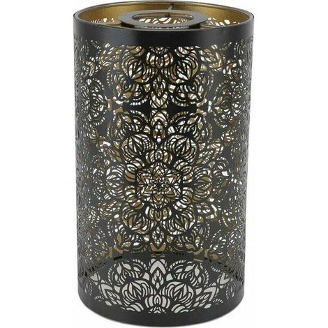 Abat-Jour Sculpture Creuse Abat-Jour En Fer Forgé Abat-Jour En Fer Table Circulaire Abat-Jour Moderne En Métal Cylindrique Motif Circulaire E27 E26 Table De Chevet Décorative (1/4)