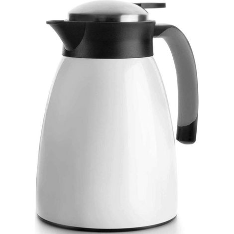 Isolierkanne aus Edelstahl, Weiß, 1 Liter