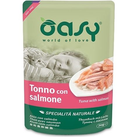Gatto - Tonno con Salmone busta 70 gr OASY (1/2)