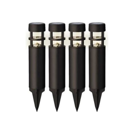 Estaca solar negra 1 led, 3 im, función fija, set de 4 uds
