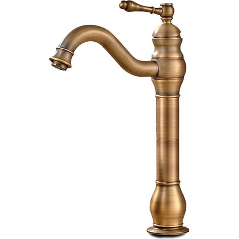 Hoher Retro-Badezimmerhahn aus Messing, antiker Einhebel-Waschtischmischer mit Auslaufhöhe 230 mm, 360° drehbarer Bad-Waschtischmischer, Warm- und Kalthandwaschhahn, Dolaso (1/5)