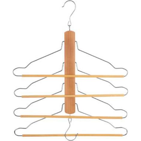 Cintre en Bois 4 Chemises & Pantalons "2 Positions" 44cm Naturel (1/2)