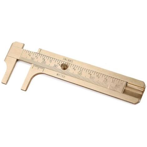 Pied à coulisse rétro Règle de poche coulissante en laiton alliage de cuivre miniature Metal Double Scale pour mesurer pierres précieuses composants de bijoux Réparation fil de perle - 80 mm (1/5)