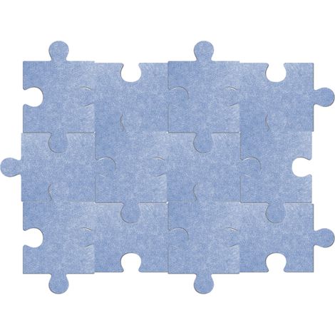 Self-Adhesive Felt Bulletin Board, 12 Pieces, Puzzle Pattern, High-Density Self-Adhesive Sound-Dampening Panel, Light Blue, 20 x 30 cm (1/5)