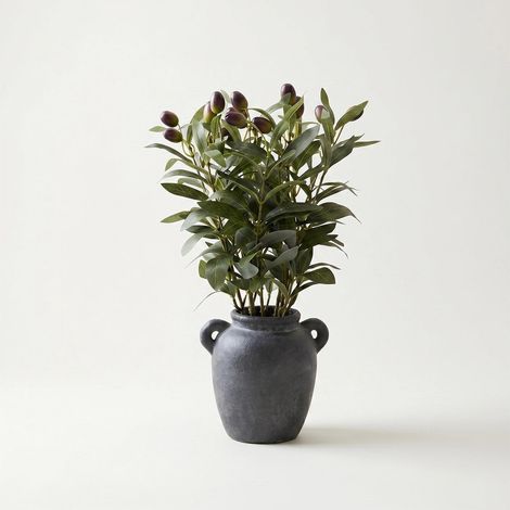 HOMESCAPES Luxury Artificial Olive Tree in Pot, 38cm