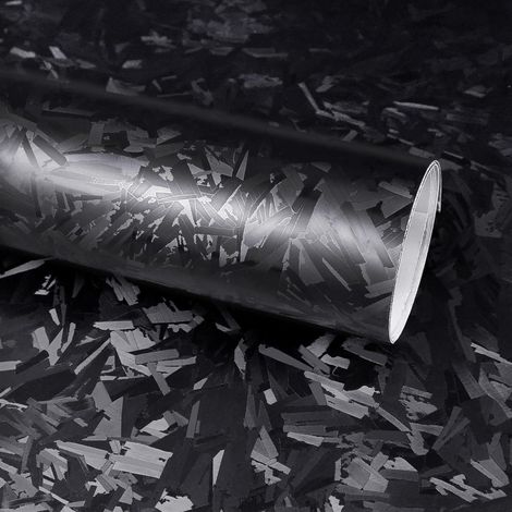 Noir Mat Covering Carbone Forgé 30 x 150 cm, Covering Voiture Adhésif avec Technologie de Libération d'air, Film Protection Intérieure et Extérieure pour Voitures, Motos et Vélos (1/5)