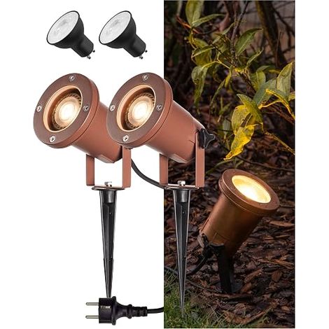 Luminaire extérieur pour jardin patio allées bassin éclairage extérieur IP65 GU10 câble 1.5 m avec prise acier inoxydable
