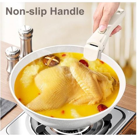 1 Poignée Détachable, Acier Inoxydable et Silicone, Résistante 250°C, Support 10kg, pour Casserole et Poêle 18-25cm (1/5)