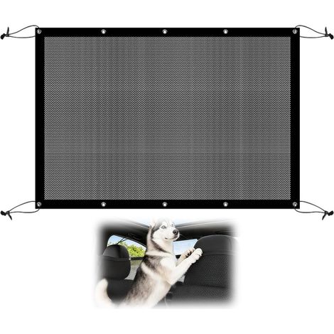 Dog Guard for Car, Adjustable One Piece Pet Safety Net for Rear Seats of Cars, Trucks, SUVs, etc (Black) (1/5)