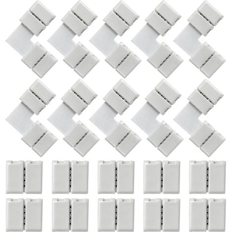 20 Pièces Kit Connecteurs Ruban LED 4 Broches 10mm RGB 5050 Raccord Bande (1/5)
