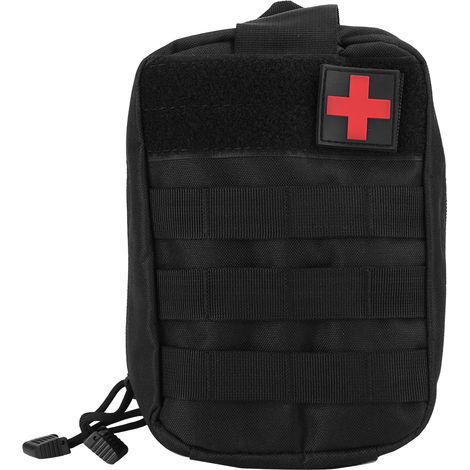 Sac d'urgence portable pour camping et randonnée en montagne, noir avec ceinture de jambe (1/5)