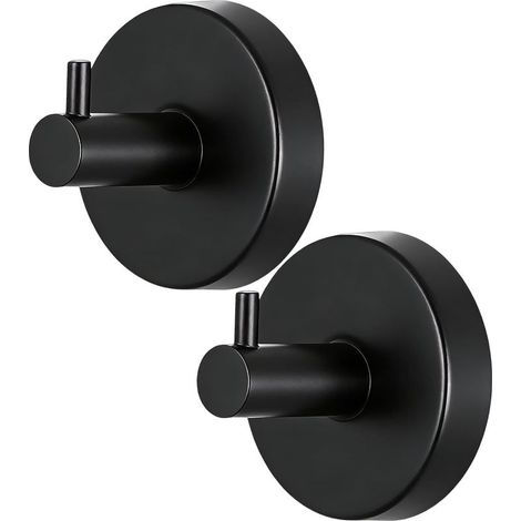 Crochets à ventouse pour serviettes – Lot de 2, noir, sans perçage, idéal salle de bain & cuisine (1/5)