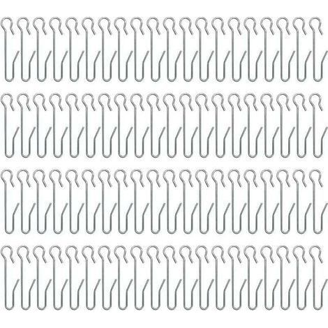 80 crochets métalliques pour rideaux de fenêtres et de douches (47 x 10 mm)-Chrom (1/5)