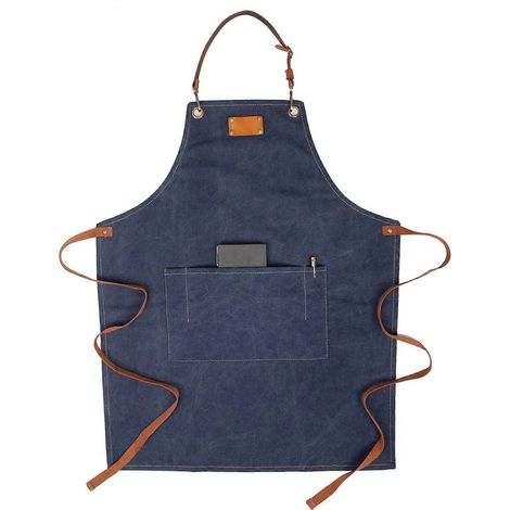 Tablier de cuisine vintage en toile avec poche, ajustable et lavable pour chef, serveur, artiste ou boulanger