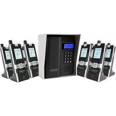 Interphone 600 mètres sans-fil longue portée autonome digicode écran LCD - UltraCOM3 NOIR visière argentée + 8 combinés (1/5)