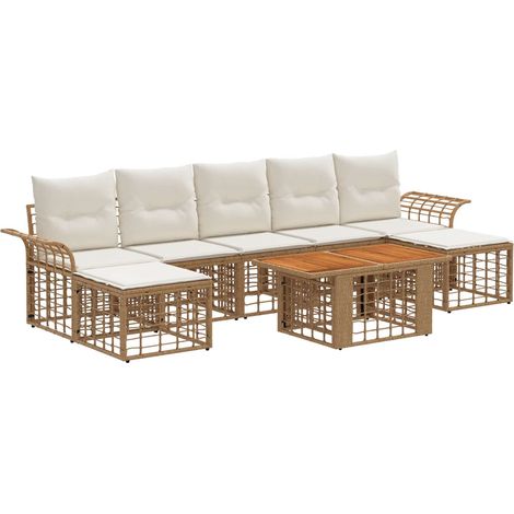 Gartensofa-set 8 stk. Natürlich und Cremweiß Poly-Rattan vidaXL (1/5)