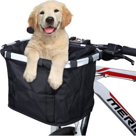 Panier de Vélo Pliant, Amovible Vélo Guidon Panier, Cycle Avant Toile Panier Transporteur, Sac Pet Carrier (1/4)