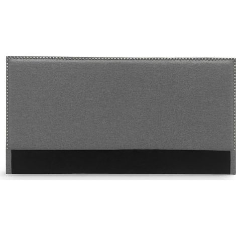 Tête de lit cloutée en tissu lin gris 160 cm LINDA (1/4)