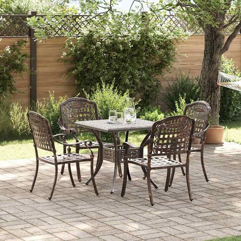 Conjunto de mesa de jardín 5 pcs Bronce Aluminio fundido (1/5)