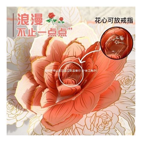 Neue 3D-Pop-up-Grußkarte, Postkarte mit Papierskulptur, Papierrose im koreanischen Stil, Geburtstag, Feiertag, Hochzeitssegen, drehbare Rose -