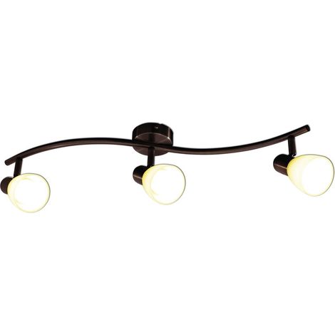 Plafonnier 3 Spots LED Orientables Applique Murale Métal et Verre Brun Rustique 60 cm - PANGIVO (1/4)