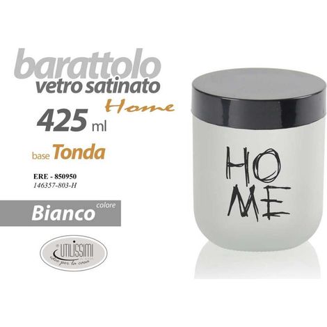 Barattolo da Cucina in Vetro Satinato Bianco Home 425 cc 10 cm (1/3)