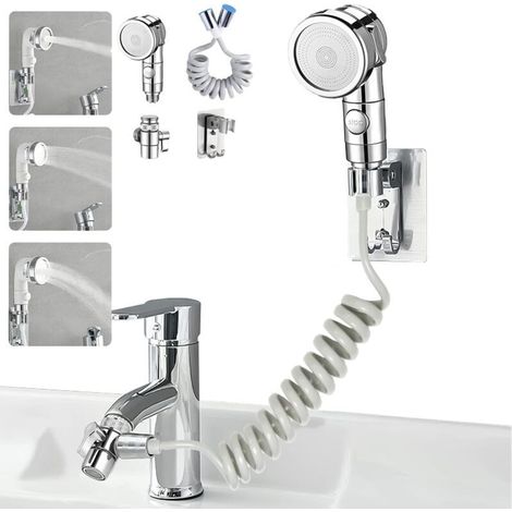 Douchette adaptable sur robinet,Facile à laver les cheveux et à nettoyer les assiettes,douchette lavabo/ coiffeur/ evier,rallonge robinet lavabo (1/4)