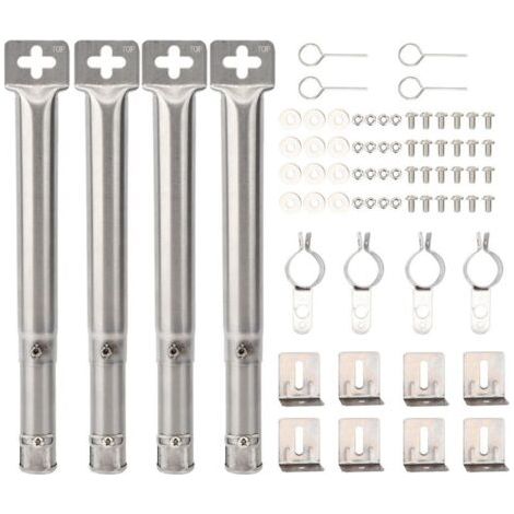 Lot de 4 Brûleur Tubulaire Universel de Rechange réglable en Acier Inoxydable, Extensible de 31 cm à 42 cm, s'adapte à la Plupart des grilles de Barbecue à gaz
