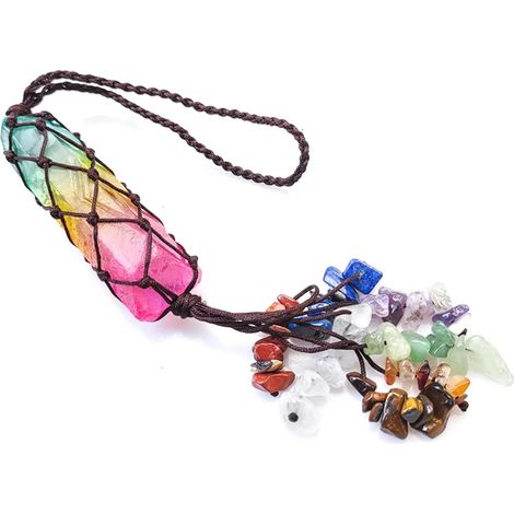 7 Chakra guérison de la pierre de cristal suspendu irrégulière cristaux arc-en-ciel pour la décoration de la maison de voiture Reiki Yoga méditation (1/5)