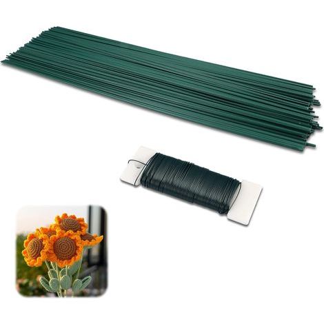 Lot de 100 Tige Fleur Artificielle,30 cm Tige de Fleuriste,Fil de Fer Fleuriste, Wires Floral Flowers, Stem Wire Florist Wire, Tige Metal Fleur pour Bouquets, Couronnes et l'artisanat Floral (1/5)
