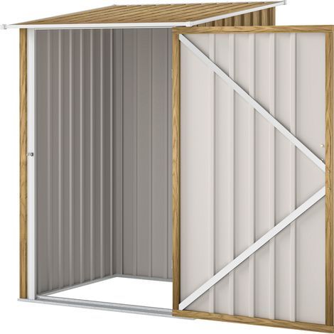 Gartenhaus aus verzinktem Stahl zur Aufbewahrung von Gartengeräten mit Flügeltür, 100 x 104 x 160 cm, hellbraun