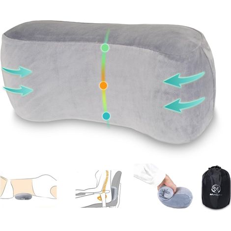 Lumbar Support Cushion for Armchair, Memory Foam Pillow for Back Pain Reinforcement Cushion for Long Seating, Driving, Travel, Bed - Multipurpose Pillow (Grey) (1/5)