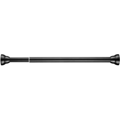 Sèche-linge sans perçage, tringle de douche télescopique extensible pour penderie chambre (noir, 90-160cm, réglable en longueur), support mural robuste, sans trou, adaptable (1/4)
