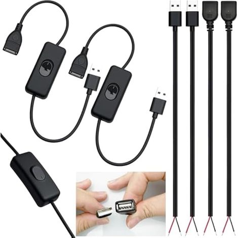 Interrupteur 303 pour Bande LED, Contrôleur d'interrupteur avec Port USB, Interrupteurs pour Le Bricolage ou réparation avec câble Queue USB mâle et Femelle (2 Pcs) (1/5)