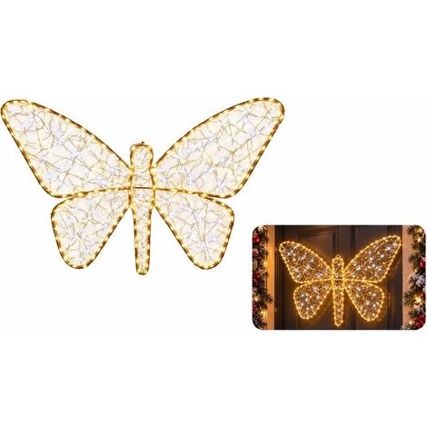 TrAdE Shop Traesio - Decorazione A Forma Di Farfalla Natalizia Luminosa Led Luce Calda 60cm Scintillante 641063 - (1/4)