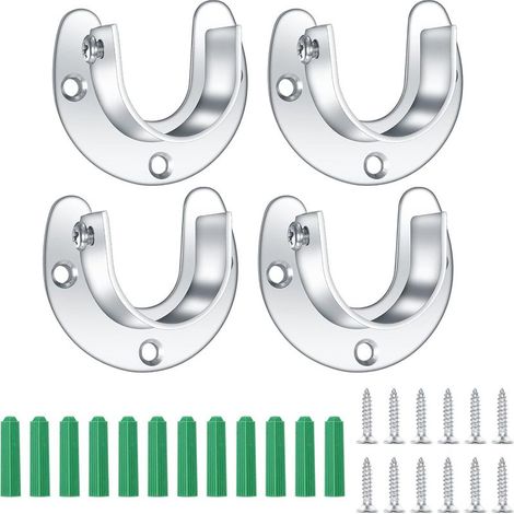 4 Paquets Support de Tringle à Rideaux, 28 mm Douilles de Poteau de Penderie Acier Inoxydable, Tige de Penderie Support de Tige de Bride en Forme de U (1/5)